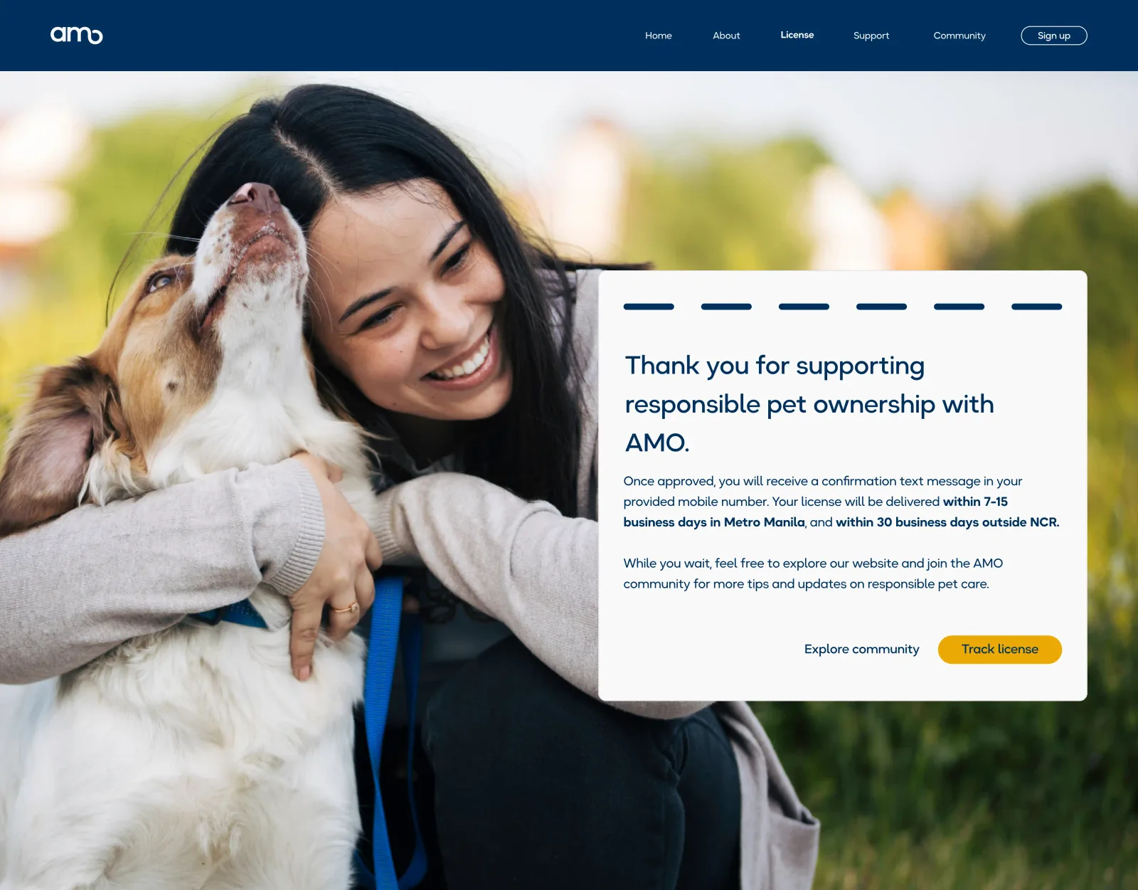 AMO Website thank you page