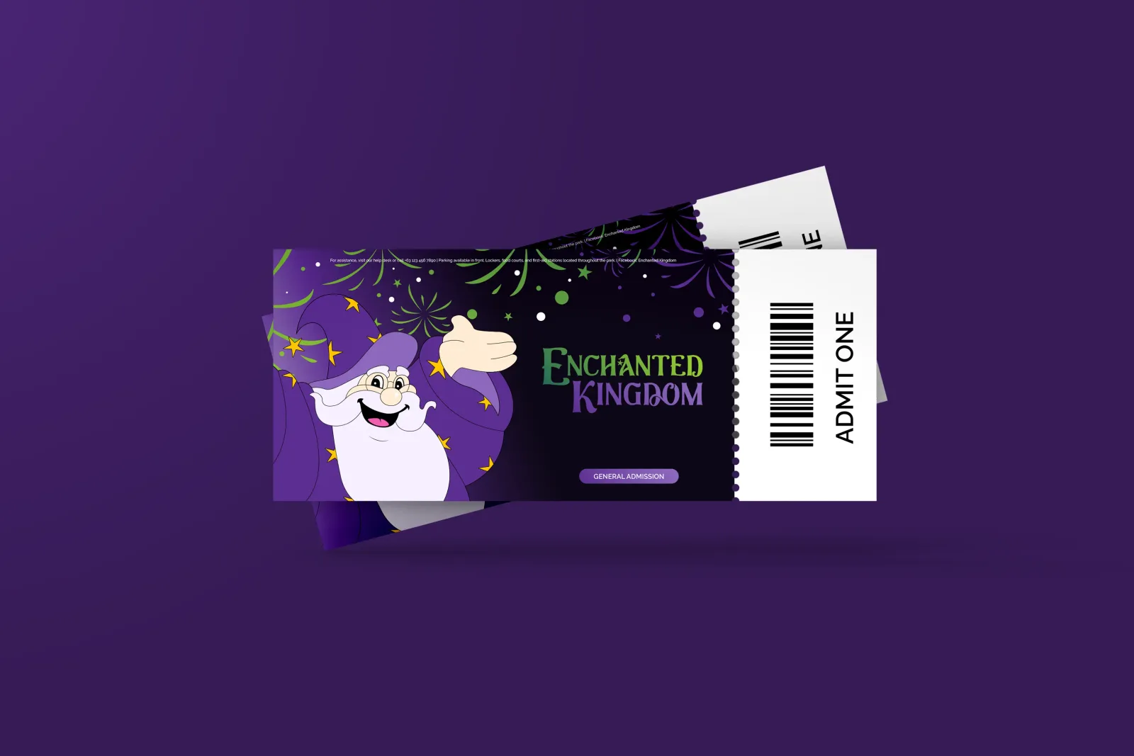 Enchanted kingdom redesigned ticket mockup